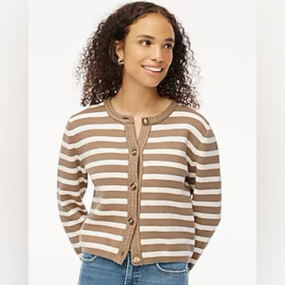 NWT J.Crew Emilie Patch Striped Lady Jacket Cardigan‎ Sweater